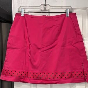 Hot Pink Skort with polkadot Ribbon near hem. Alanni by D. Brook. Sz12 Like New
